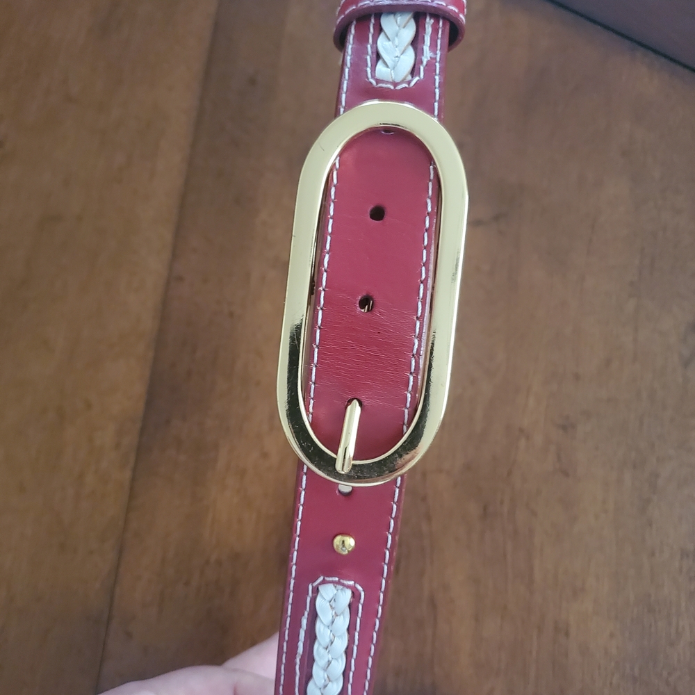 Oscar de la Renta GENUINE LEATHER  Red and Gold Belt Womens Sz S